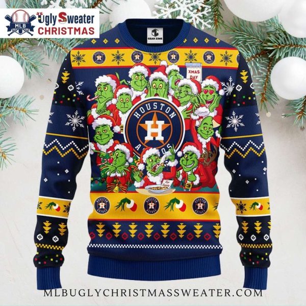 Houston Astros 12 Grinch Xmas Day Ugly Christmas Sweater