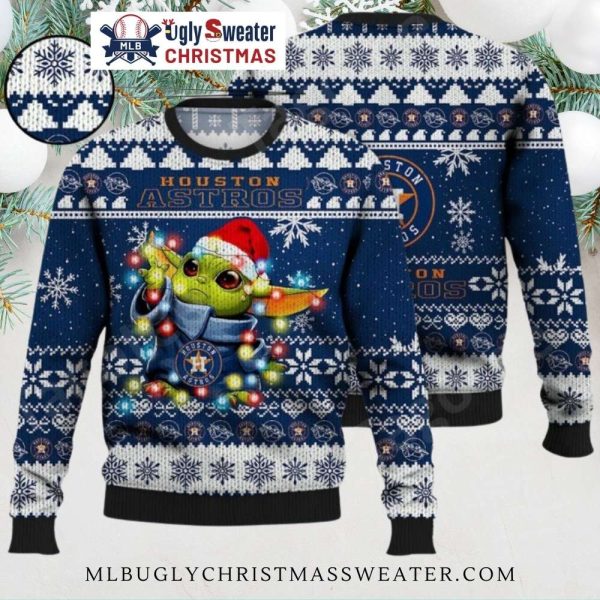 Houston Astros Baby Yoda Festive Christmas Ugly Sweater