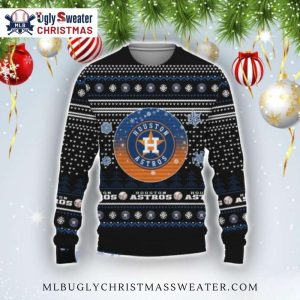 Houston Astros Black And Blue Snowflake Ugly Christmas Sweater