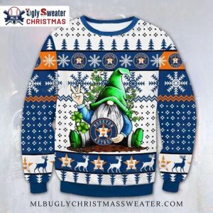 Houston Astros Gnome Peace Sign Ugly Christmas Sweater