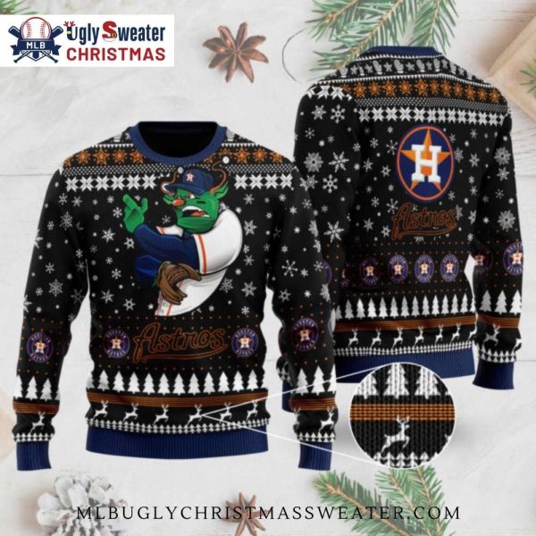 Houston Astros Grinch In Baseball Uniform Ugly Christmas Sweater