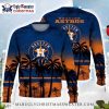 Houston Astros Orange And Blue Reindeer Pattern Ugly Sweater