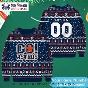 Houston Astros Personalized Go Astros Snowflake Ugly Sweater