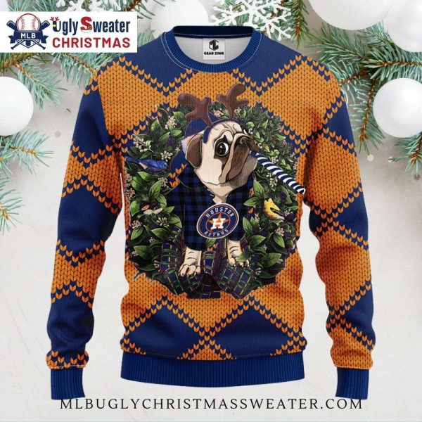 Houston Astros Pub Dog Reindeer Antlers Sweater – Cute Christmas Look