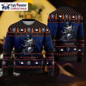 Houston Astros Skeleton Baseball Halloween Ugly Sweater