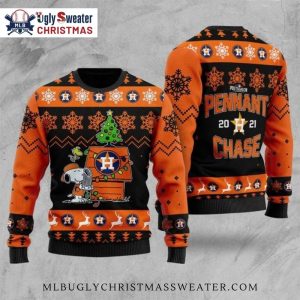 Houston Astros Snoopy Pennant Chase 2021 Ugly Christmas Sweater