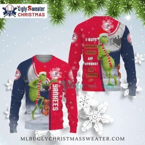 I Hate Morning People – Funny Grinch Yankees Ugly Sweater