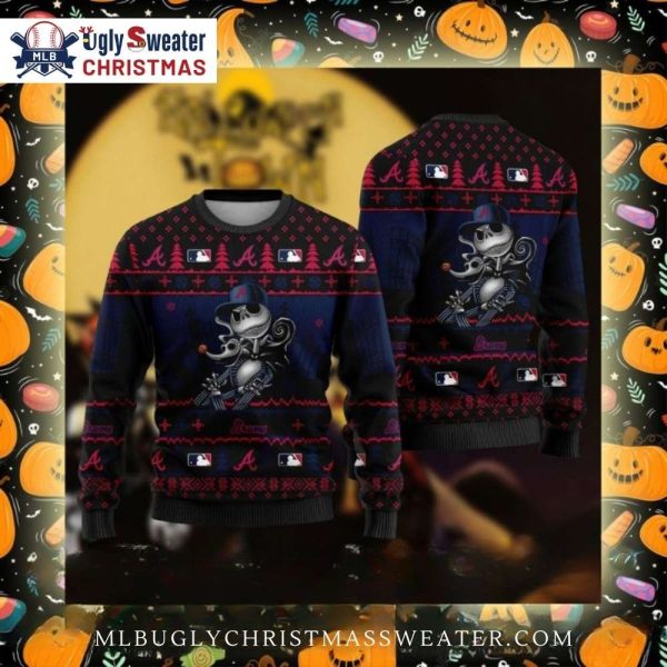 Jack Skellington Nightmare Before Christmas Atlanta Braves Ugly Sweater