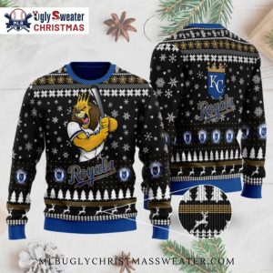 KC Royals Mascot Lion Baseball Ugly Christmas Sweater