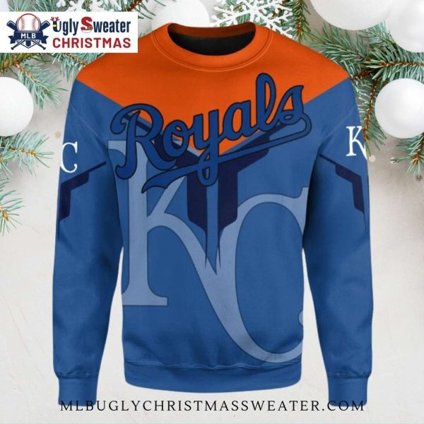 Kansas City Royals Bold Orange And Blue Ugly Christmas Sweater