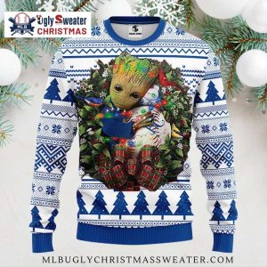 Kansas City Royals Grinch Hugging Wreath Ugly Christmas Sweater