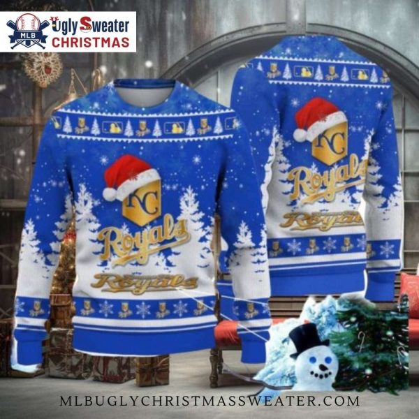 Kansas City Royals Santa Snow Scene Ugly Christmas Sweater