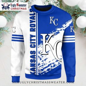 Kansas City Royals Striking White And Blue Ugly Christmas Sweater