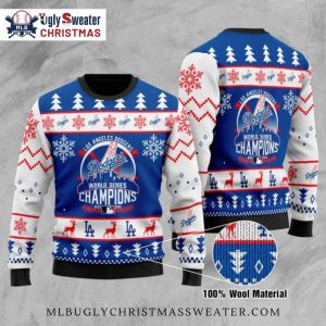 LA Dodgers 2020 World Series Champions Reindeer Xmas Sweater