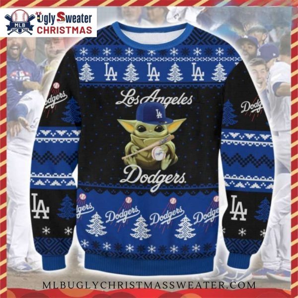 LA Dodgers Baby Yoda Christmas Ugly Sweater