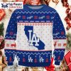 LA Dodgers Baby Groot And Grinch Ugly Christmas Sweater