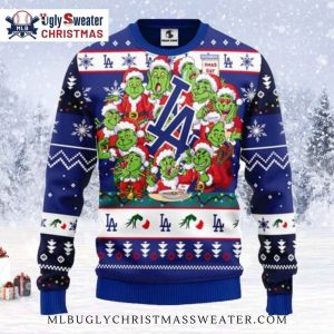 LA Dodgers Grinch Family Holiday Ugly Christmas Sweater