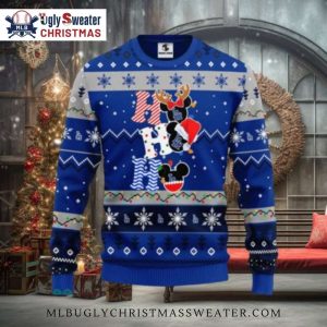 LA Dodgers Snowflake Mickey Christmas Ugly Sweater