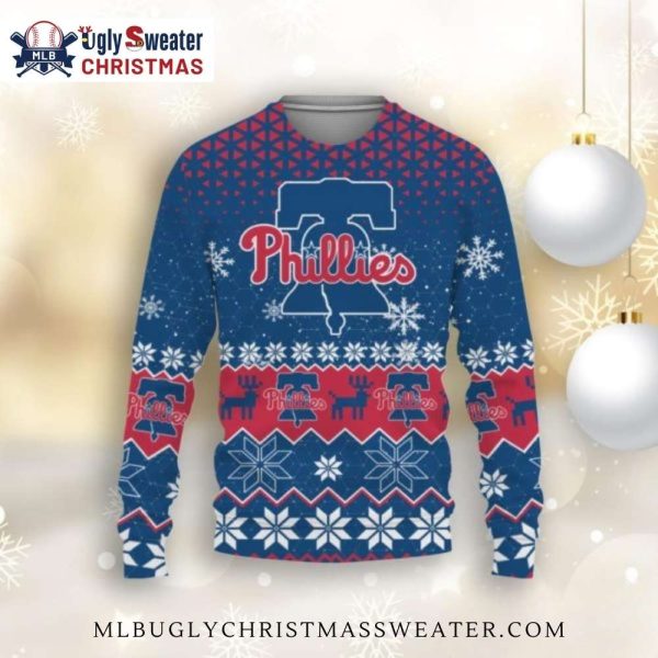 Liberty Bell Pattern Philadelphia Phillies Ugly Christmas Sweater