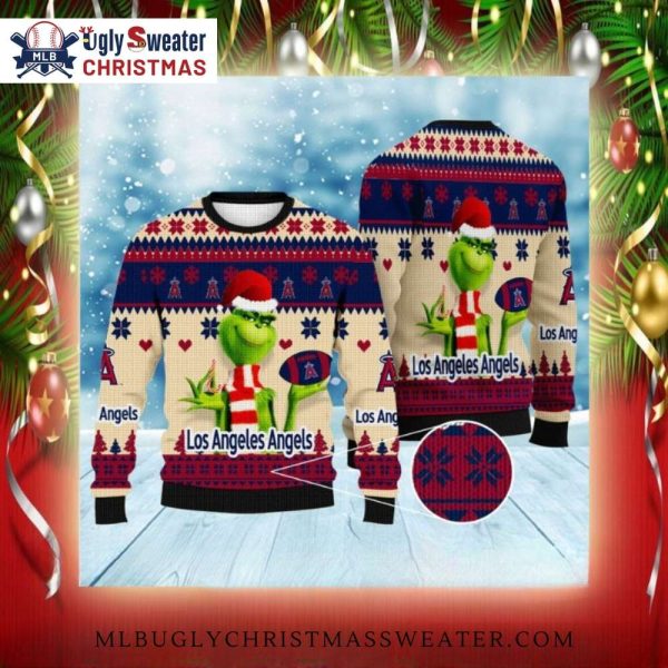 Los Angeles Angels Christmas Sweater Grinch-Themed Wool Design