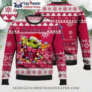 Los Angeles Angels Ugly Christmas Sweater Baby Yoda With Festive Lights