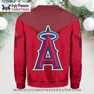 Los Angeles Angels Ugly Christmas Sweater Bold Red Logo Design