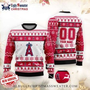 Los Angeles Angels Ugly Christmas Sweater Red With Custom Name Option