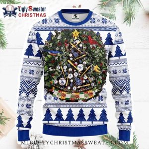 Los Angeles Dodgers Baseball Wreath Ugly Christmas Sweater