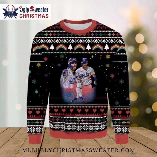 Los Angeles Dodgers Duo Celebration Black Ugly Christmas Sweater