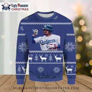 Los Angeles Dodgers Player Portrait Ugly Christmas Sweater