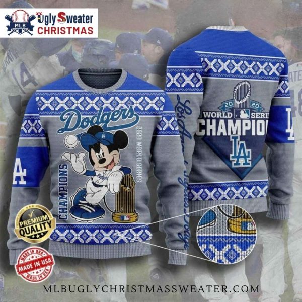 Los Angeles Dodgers World Series Champions Mickey Ugly Sweater