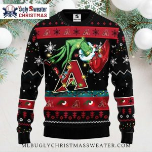 MLB Arizona Diamondbacks Christmas Sweater Grinch Design Lights