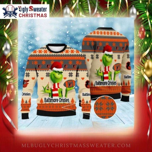 MLB Grinch Baltimore Orioles Ugly Xmas Sweater