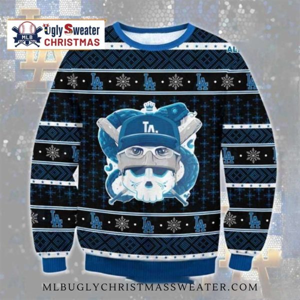 MLB LA Dodgers Skull Baseball Christmas Ugly Sweater