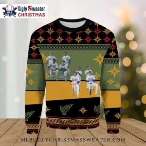 MLB LA Dodgers Team Lineup Green And Gold Ugly Christmas Sweater