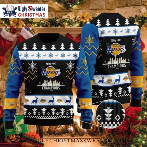 MLB LA Lakers And Dodgers Champions Ugly Christmas Sweater