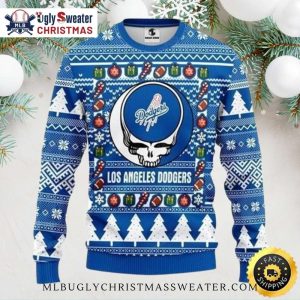 MLB Los Angeles Dodgers Blue Skull Christmas Sweater