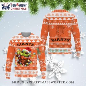 MLB SF Giants Baby Yoda Christmas Lights Ugly Sweater