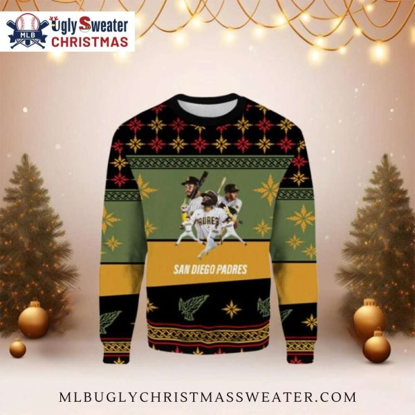 MLB San Diego Padres Christmas Ugly Sweater Star Players In Action