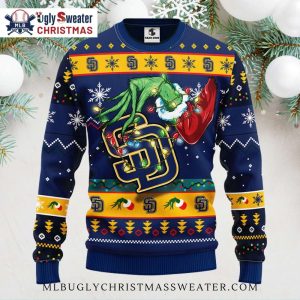 MLB San Diego Padres Ugly Christmas Sweater Grinch Design