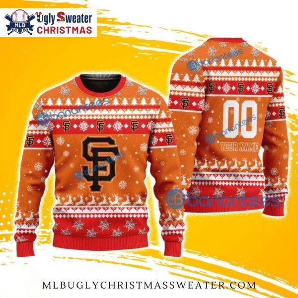 MLB San Francisco Giants Custom Name Snowflake Christmas Sweater