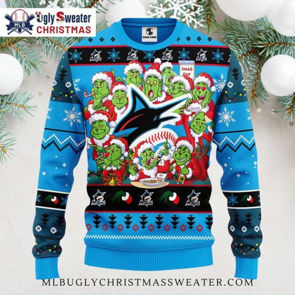 Miami Marlins 12 Grinch Xmas Day Ugly Christmas Sweater