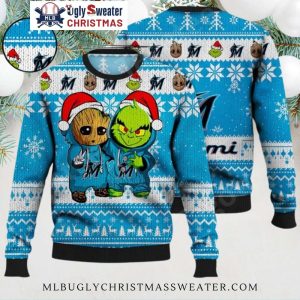 Miami Marlins Grinch And Groot Christmas Sweater – Ugly Holiday Design