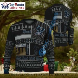 Miami Marlins Patchwork Winter Theme Ugly Christmas Sweater