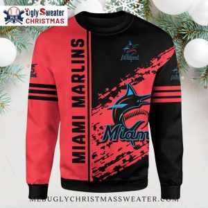 Miami Marlins Red Splash Art Ugly Christmas Sweater