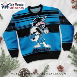 Miami Marlins Snoopy Dabbing Ugly Christmas Sweater