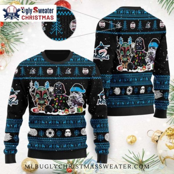 Miami Marlins Star Wars Bounty Hunters Ugly Christmas Sweater