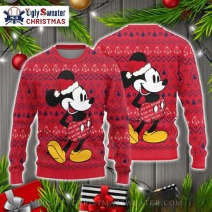 Mickey Mouse Boston Red Sox Ugly Christmas Sweater In Red