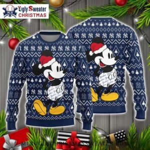 Mickey Mouse New York Yankees Santa Hat Ugly Sweater