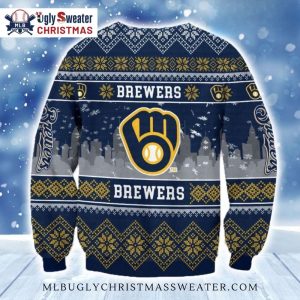 Milwaukee Brewers Christmas Sweater Iconic Team Logo Pattern